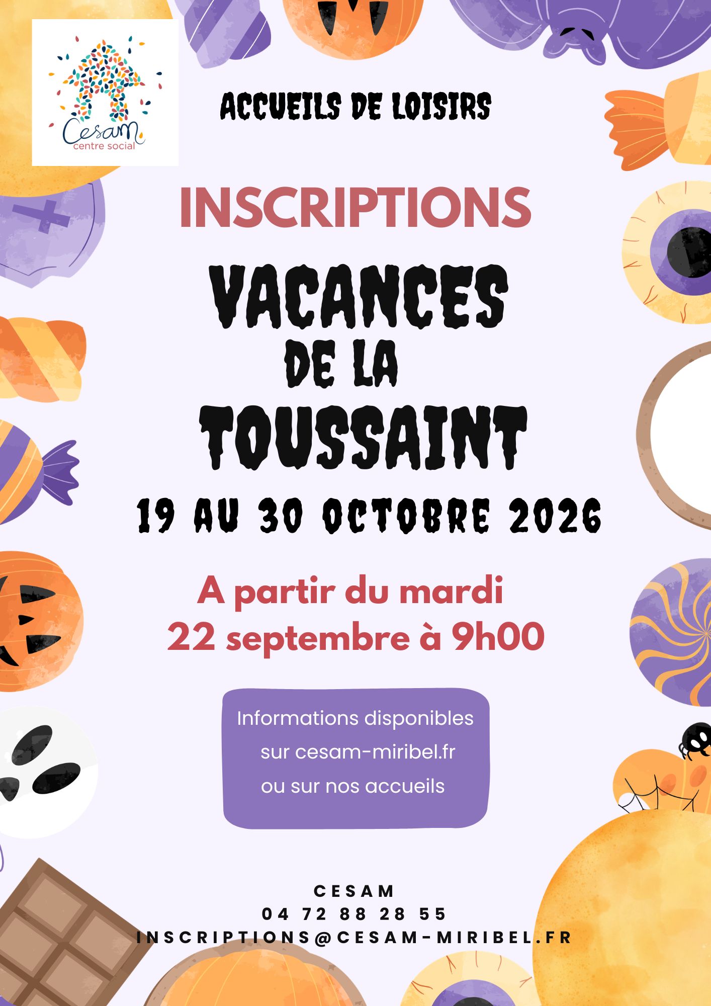 Affiche inscriptions Toussaint